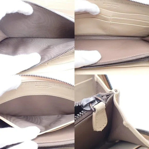 BOTTEGA VENETA Intrecciato Zip Around Long Wallet Embossing Leather Whit 63AA183 - Picture 13 of 13
